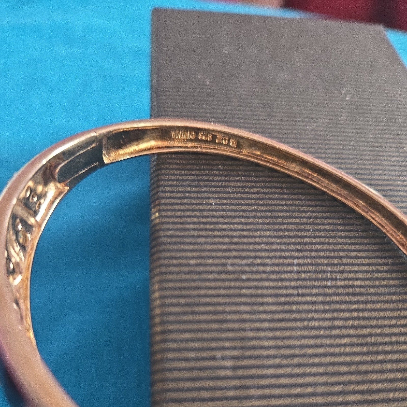 Sterling Silver 925Black Enamel RhinestoneGold Ton Bangle Bracelet Made in China