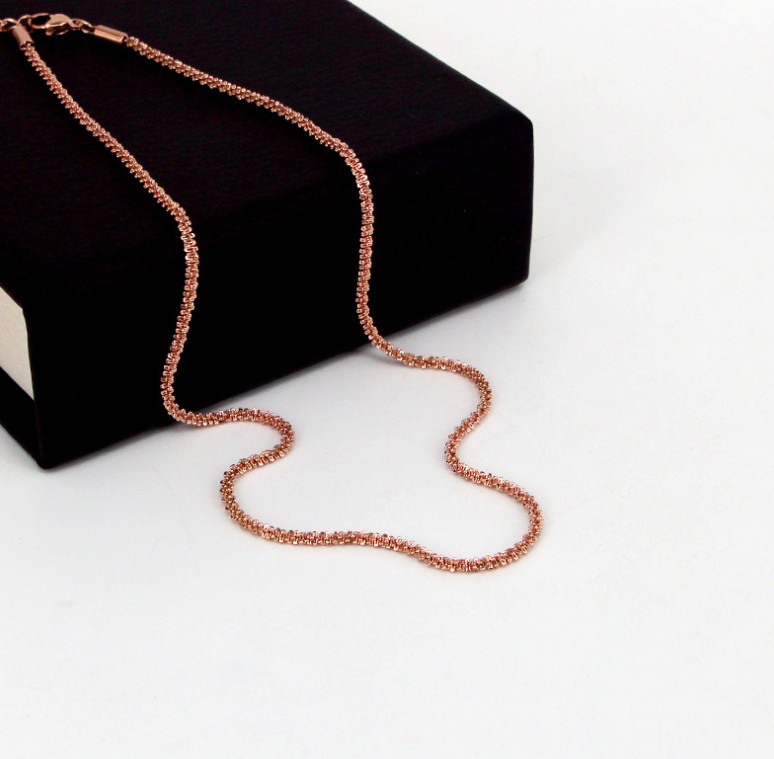 Women Stainless Steel DIAMOND CUT ROPE CHAIN Choker Necklace 15+2″ 3MM PE12