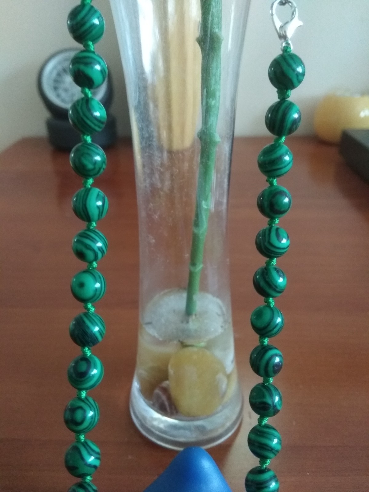 8mm Natural green Malachite gemstone beads necklace 16.5″-UK seller 529-1