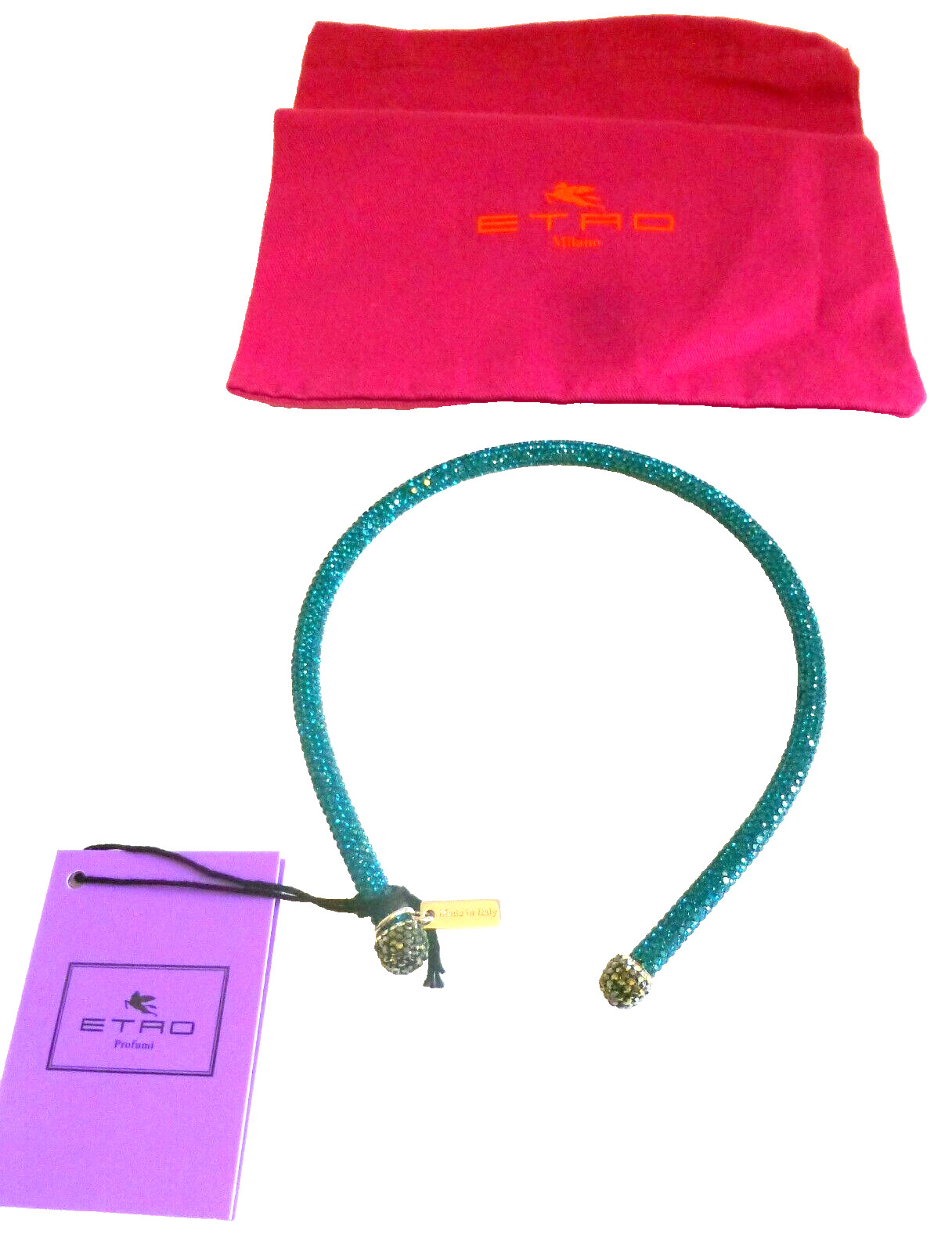 Etro Necklace Choker Turquoise Glitter Sparkle One Size NWT