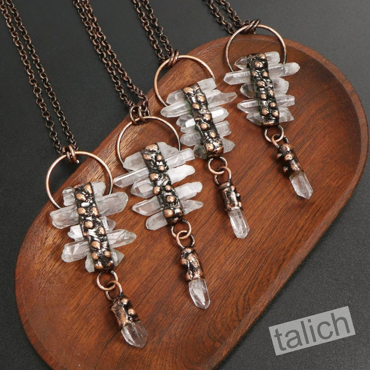 Natural White Rock Crystal Point Cluster Large Pendant Long Necklace Unique Gift