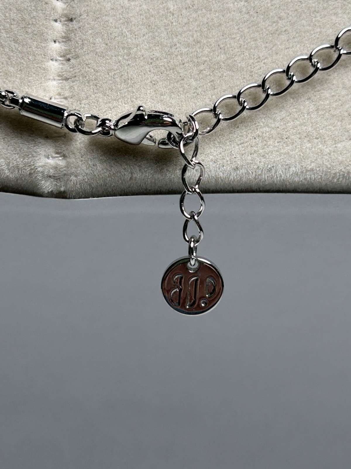 Rhodium plated LC Sapphire Halo Charm Pendant Box Chain Necklace Adjustable
