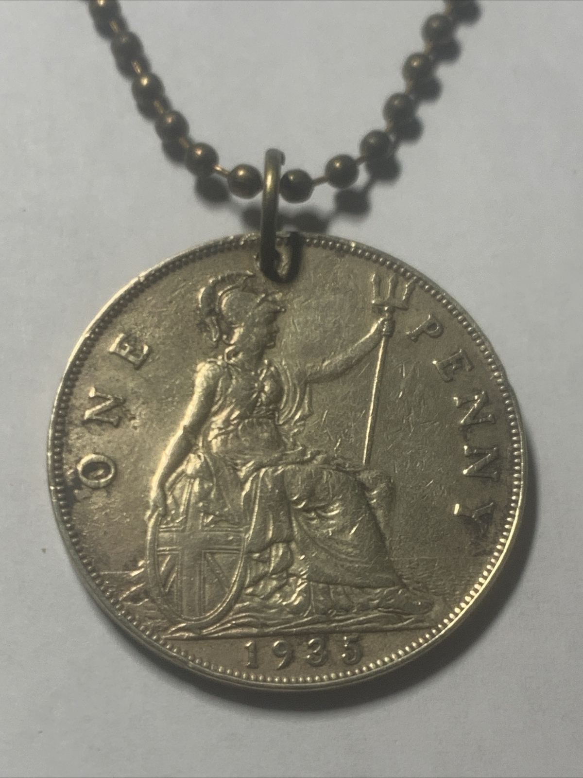 1935 UK Real Circulated Antique Large Coin Pendant. King George VI. Great 🎁