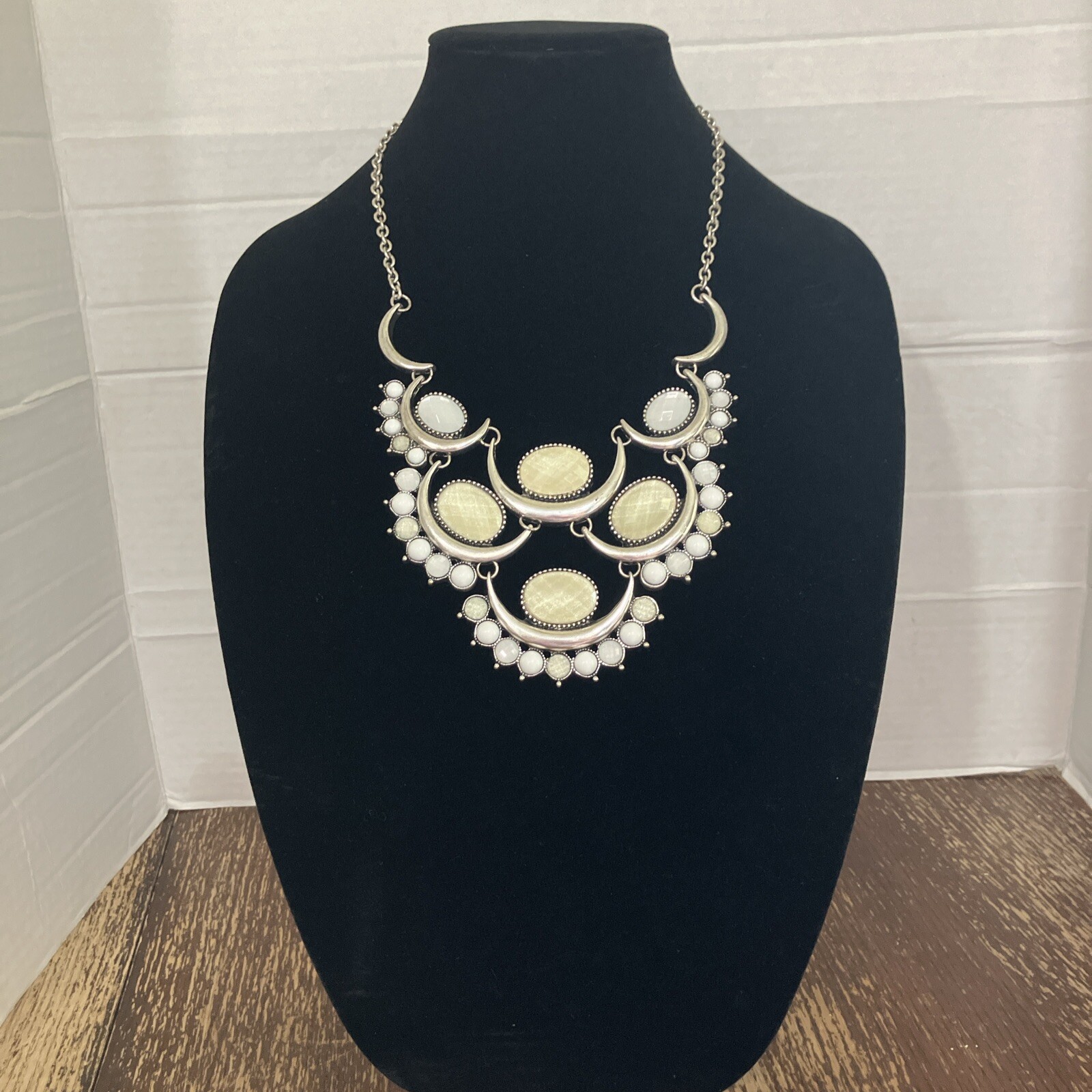Erica Lyons Necklace Boho Art Deco Silver Tone Moon 18 – 20 Inches Statement