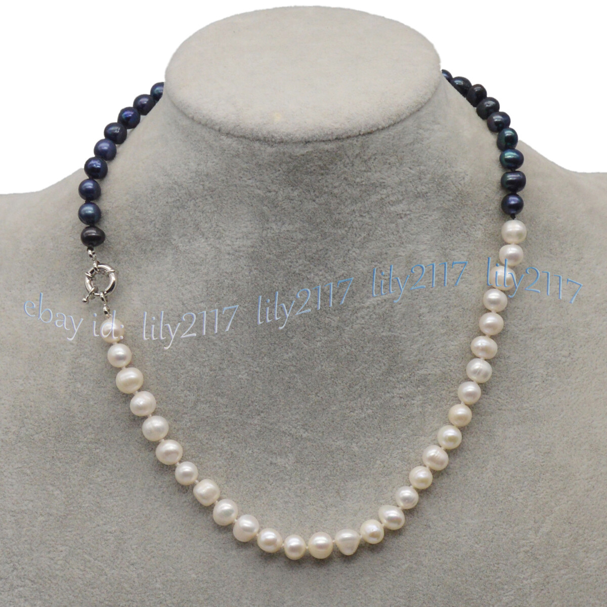 7-8mm Real Natural White Black Freshwater Pearl Baroque Beads Necklace 14-48”