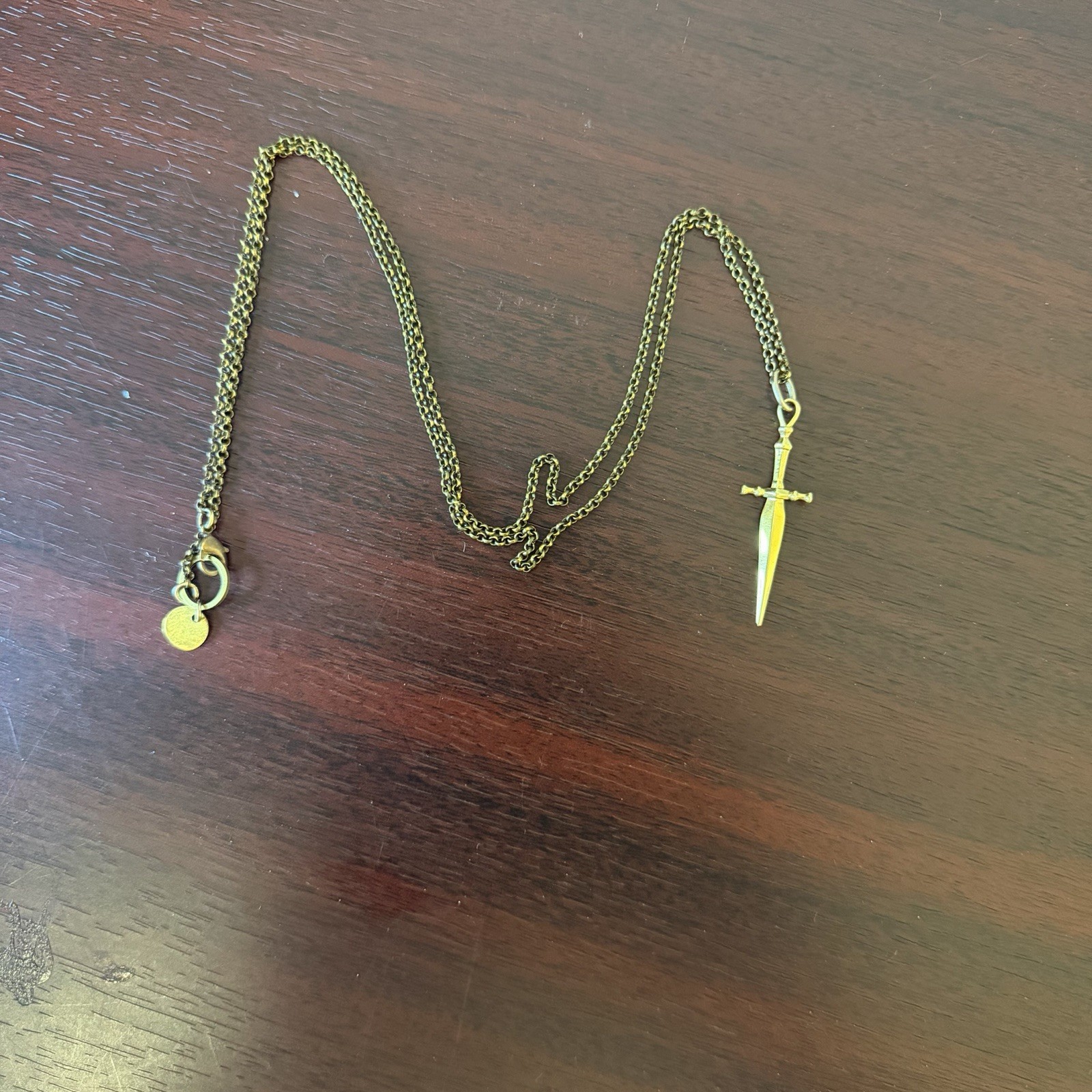 Cival Collective Nightthorn Dagger Necklace Brass Sword Pendant Flawless Cond!