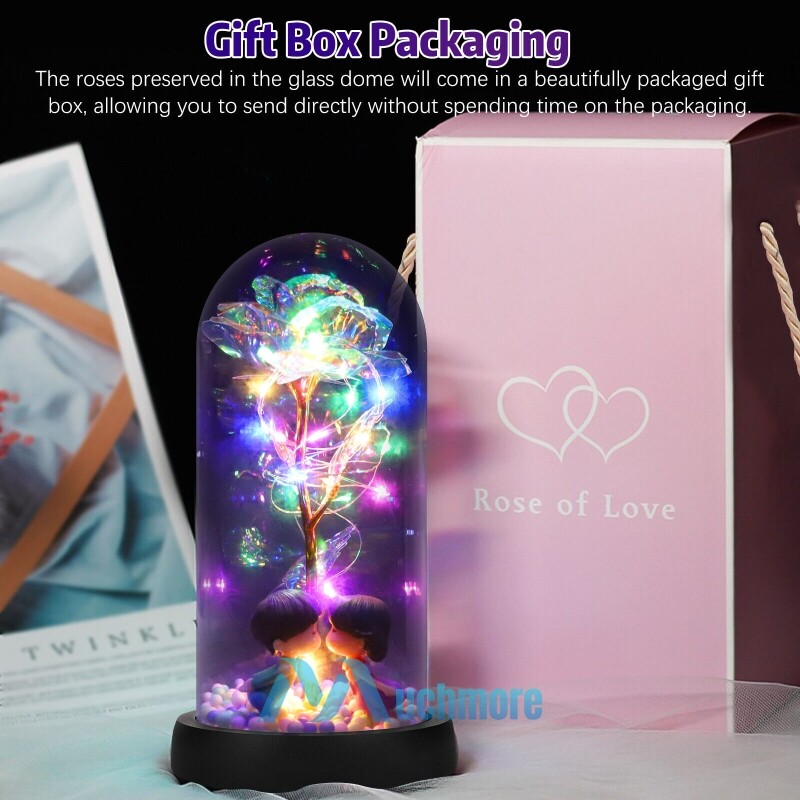Beauty and The Beast Rose LED Enchanted Galaxy Rose Eternal Flower Lighted Décor