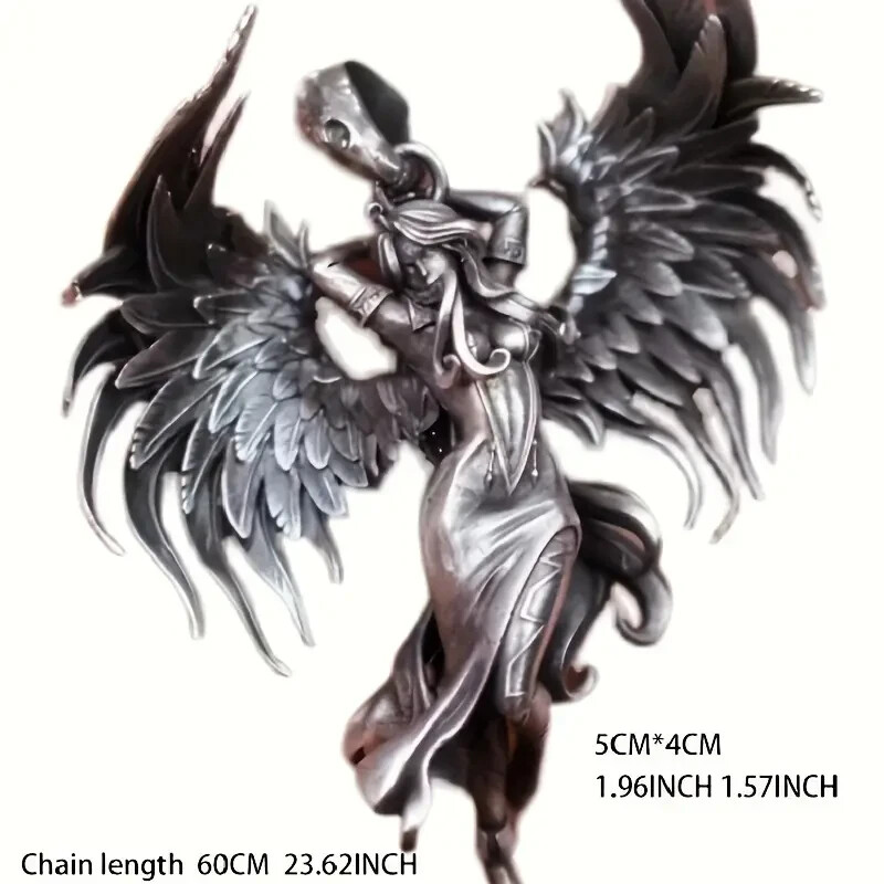 Unique 925 Sterling Silver Fairy Angel Wings Goddess Wicca Charm Amulet Necklace