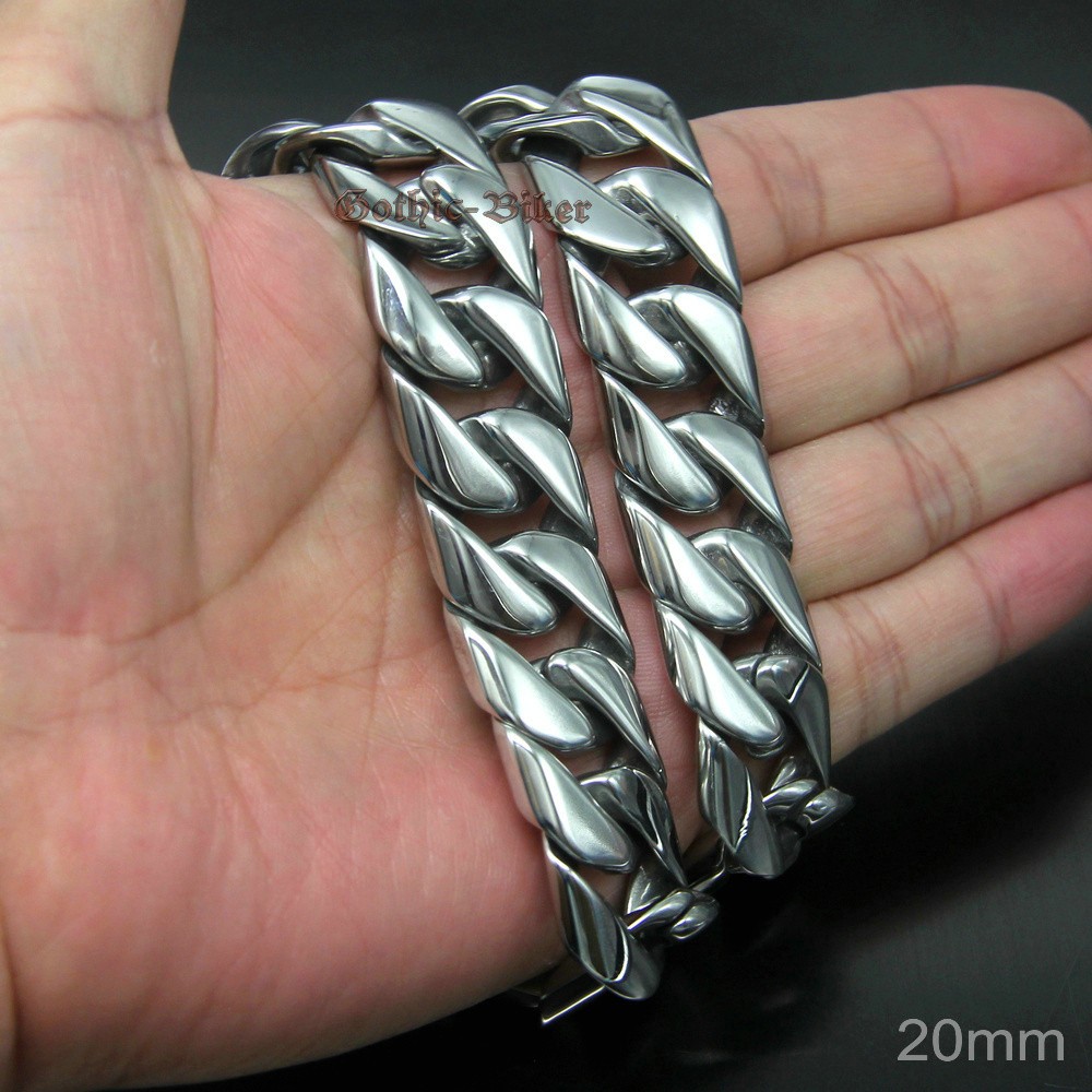 Heavy Wide Stainless Steel Curb Cuban Chain Men Necklace Polish 17mm 20mm 18-30″