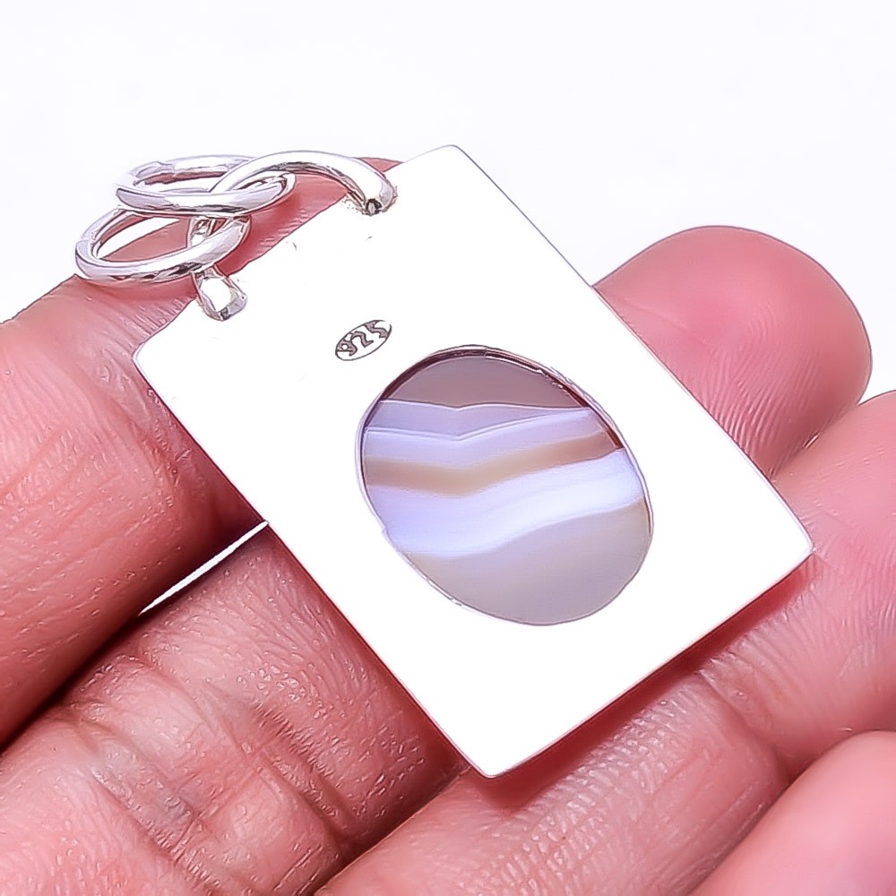 Banded Carnelian – Brazil Gemstone 925 Sterling Silver Pendant 1.64″ P34