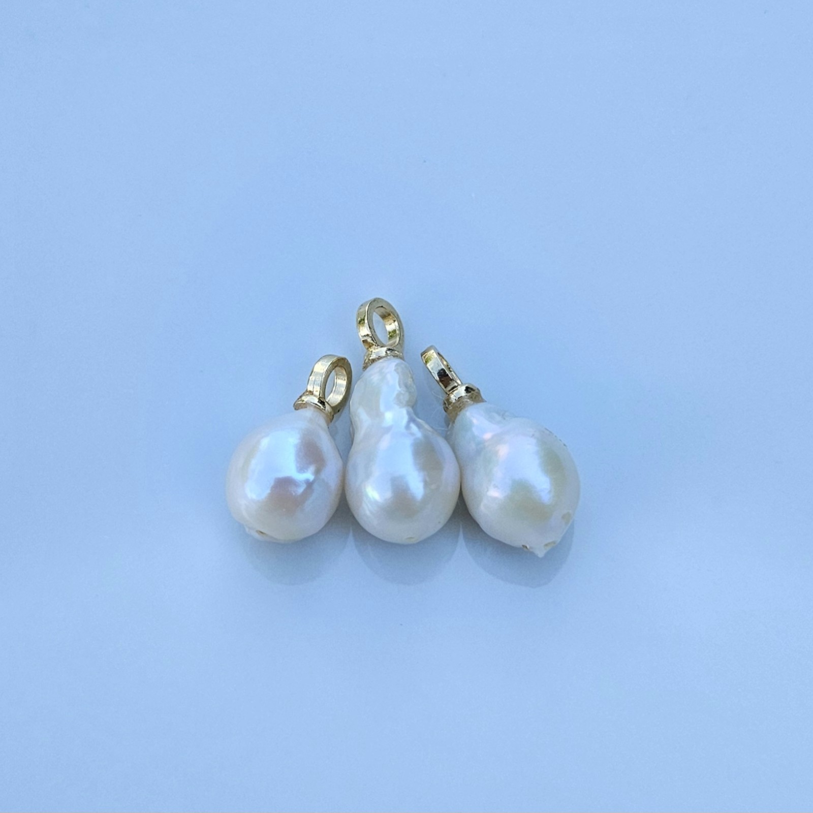 3 Pcs Small Freshwater Baroque Pearl Pendants With Gold Plated Bail