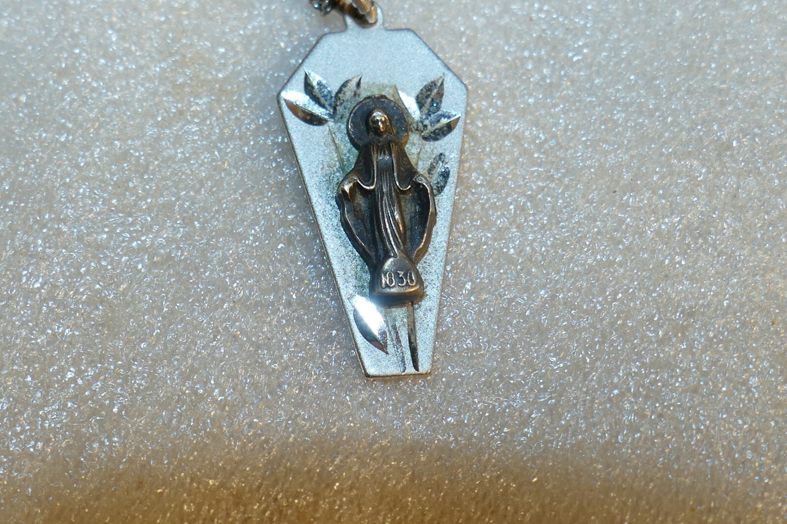 Sterling Silver Etched Pendant on chain, Angel of Harmony Stamped 1030