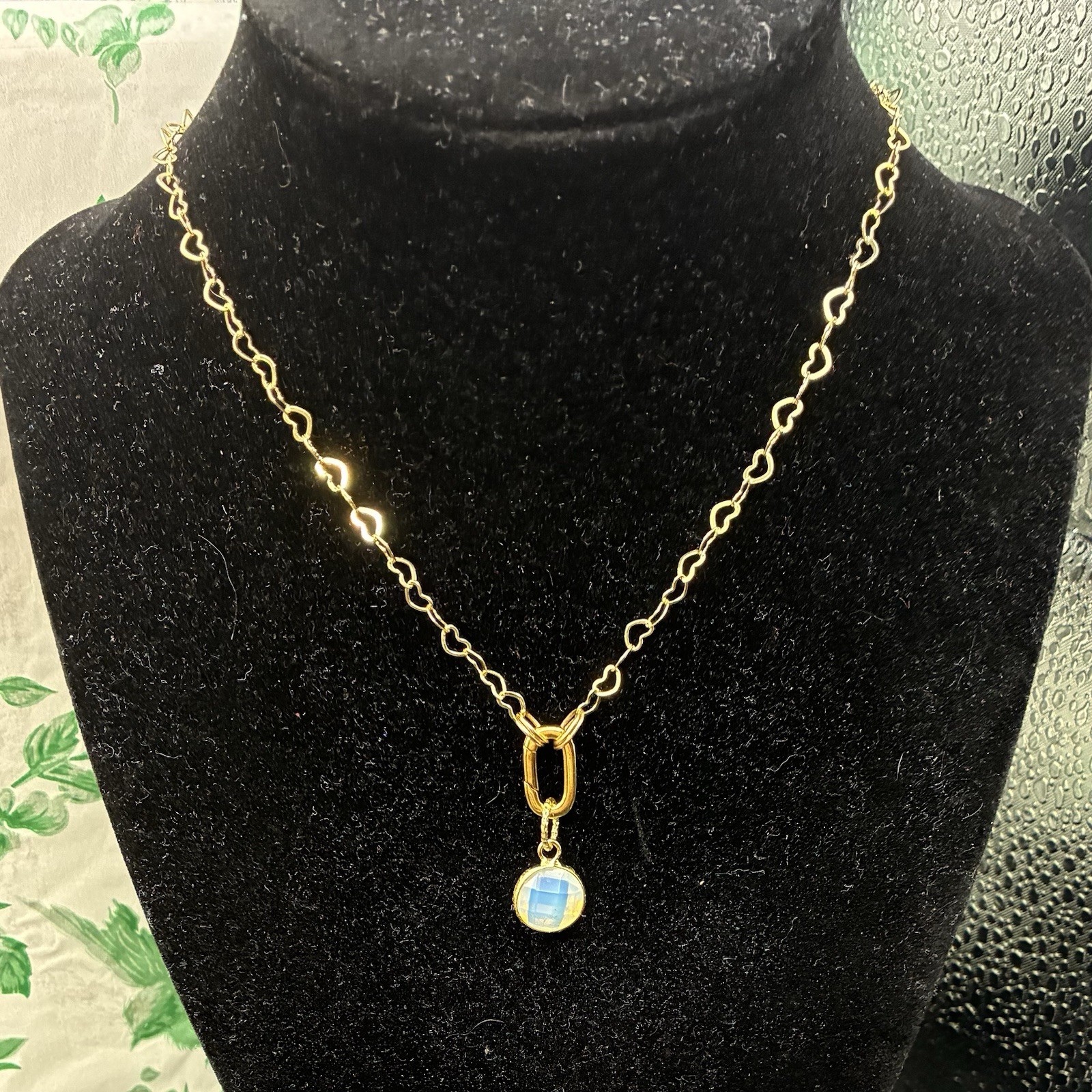 Sparkling 14k Gold Filled Heart Chain with Alluring GF Opalite Pendant Necklace