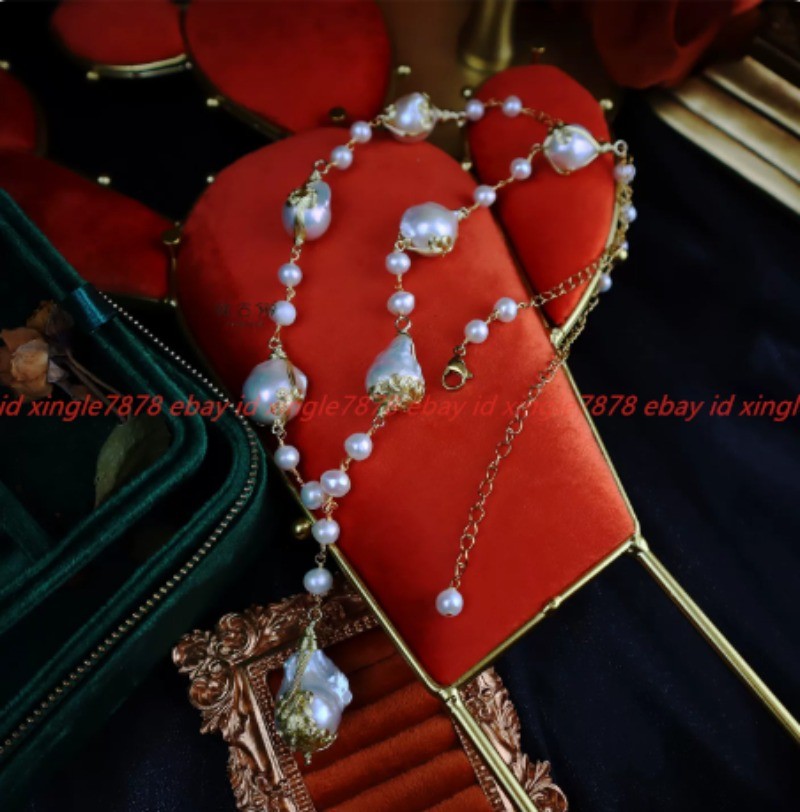 Elegant Fashion Natural 15-20mm Freshwater White Keshi Pearl Chain Long Necklace