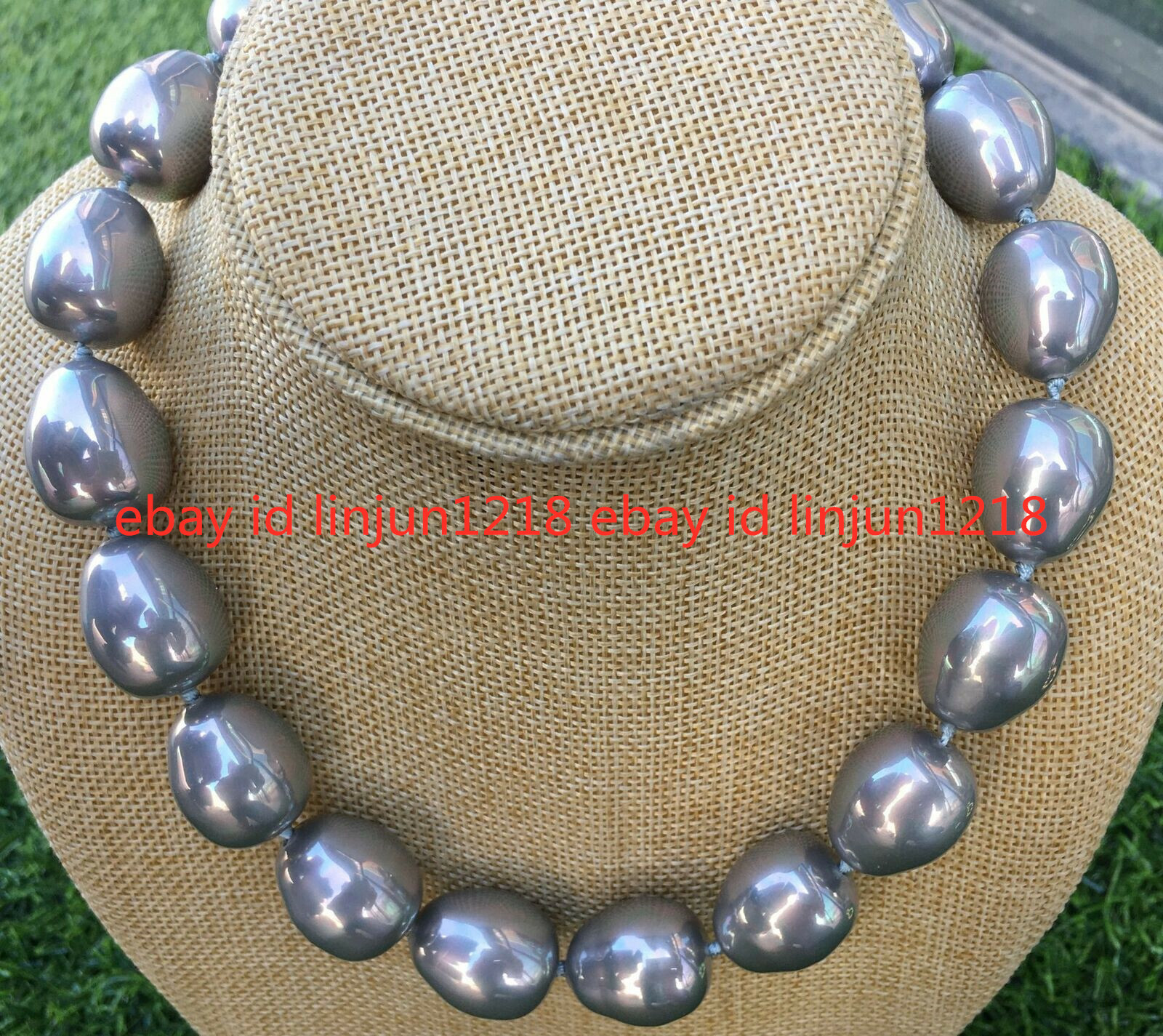 HUGE LARGE FASHION 20MM SOUTH SEA GRAY BAROQUE SHELL PEARL NECKLACE 18-36