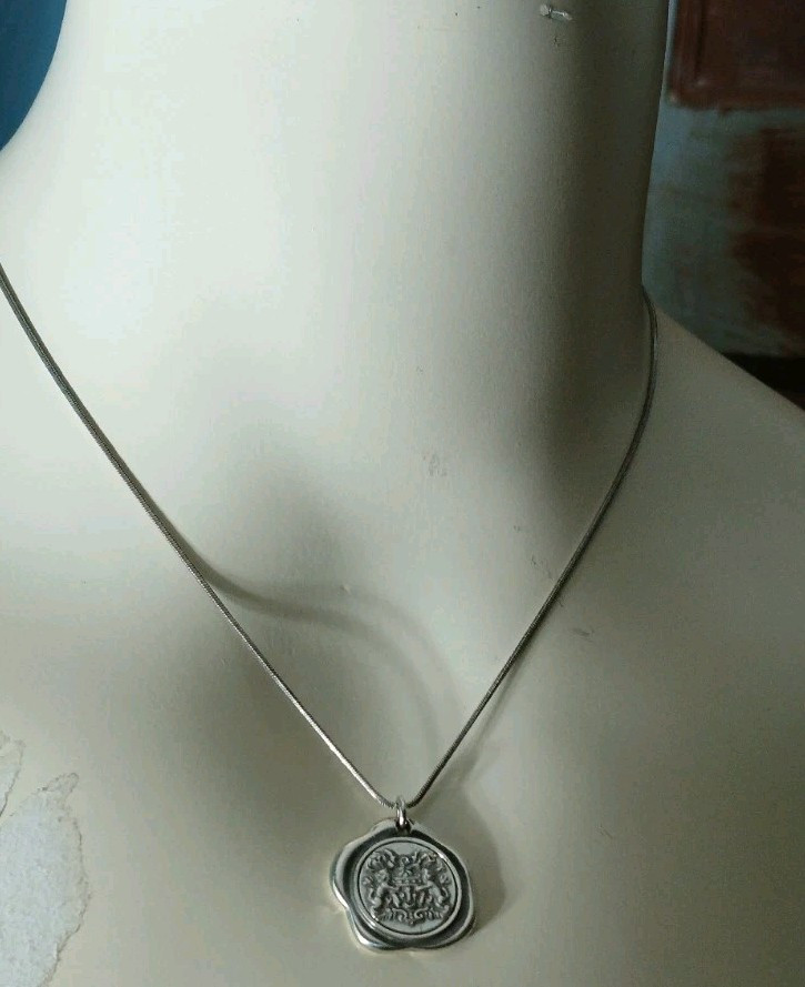 Brighton Beauty and Strength Coin/Seal Pendant Necklace Silver Plated 18” -20″