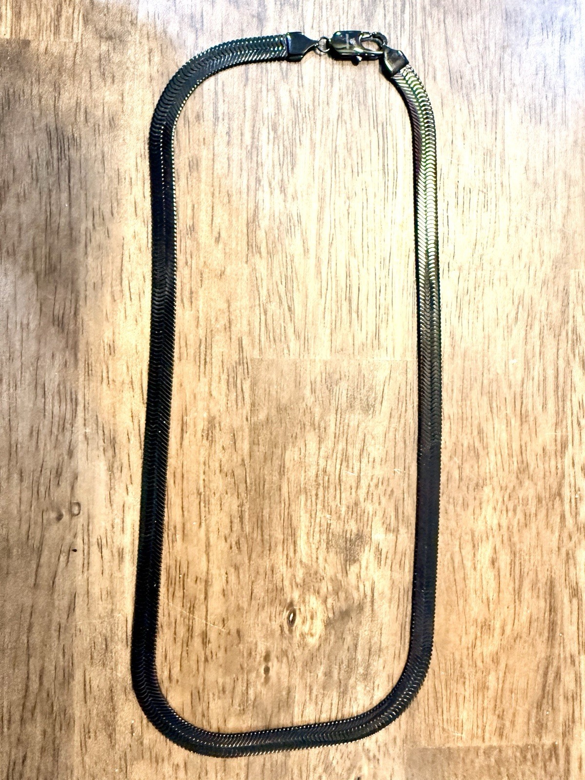Men’s Black Stainless Steel Flat Herringbone Snake Chain Necklace 20 “ 22.9 g ￼