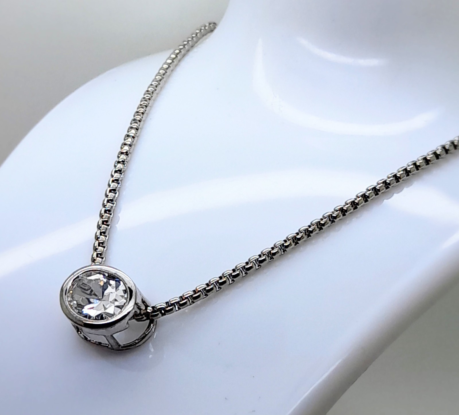 simple oval shape 17mm clear Cubic Zircon Pendant Women Chain Necklace Jewelry