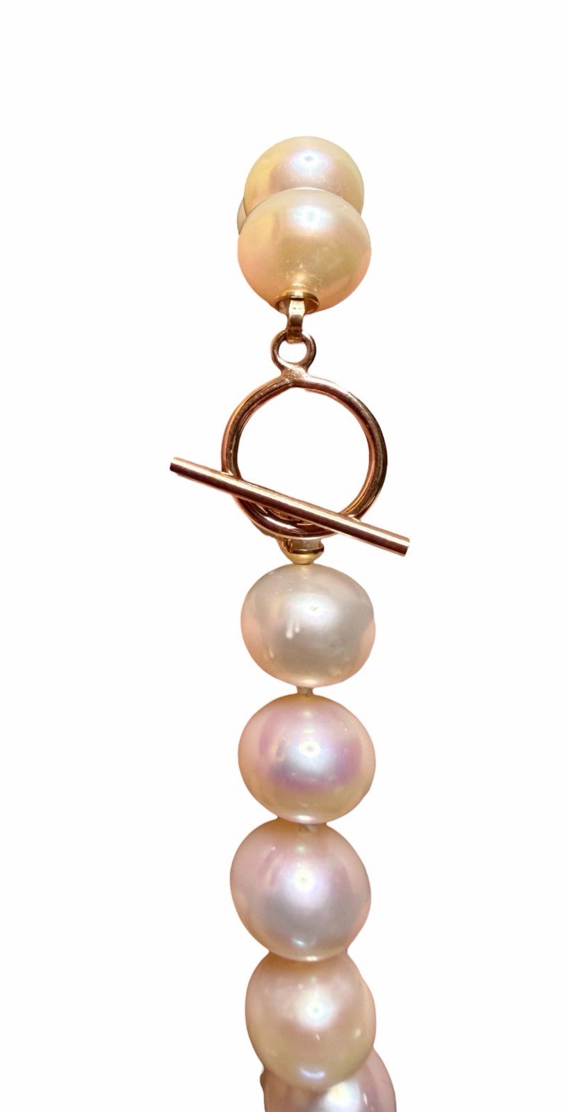 Natural Pearl 18in Necklace/7.5in Bracelet Set, 925 Rose Gold Tone Toggle Clasp