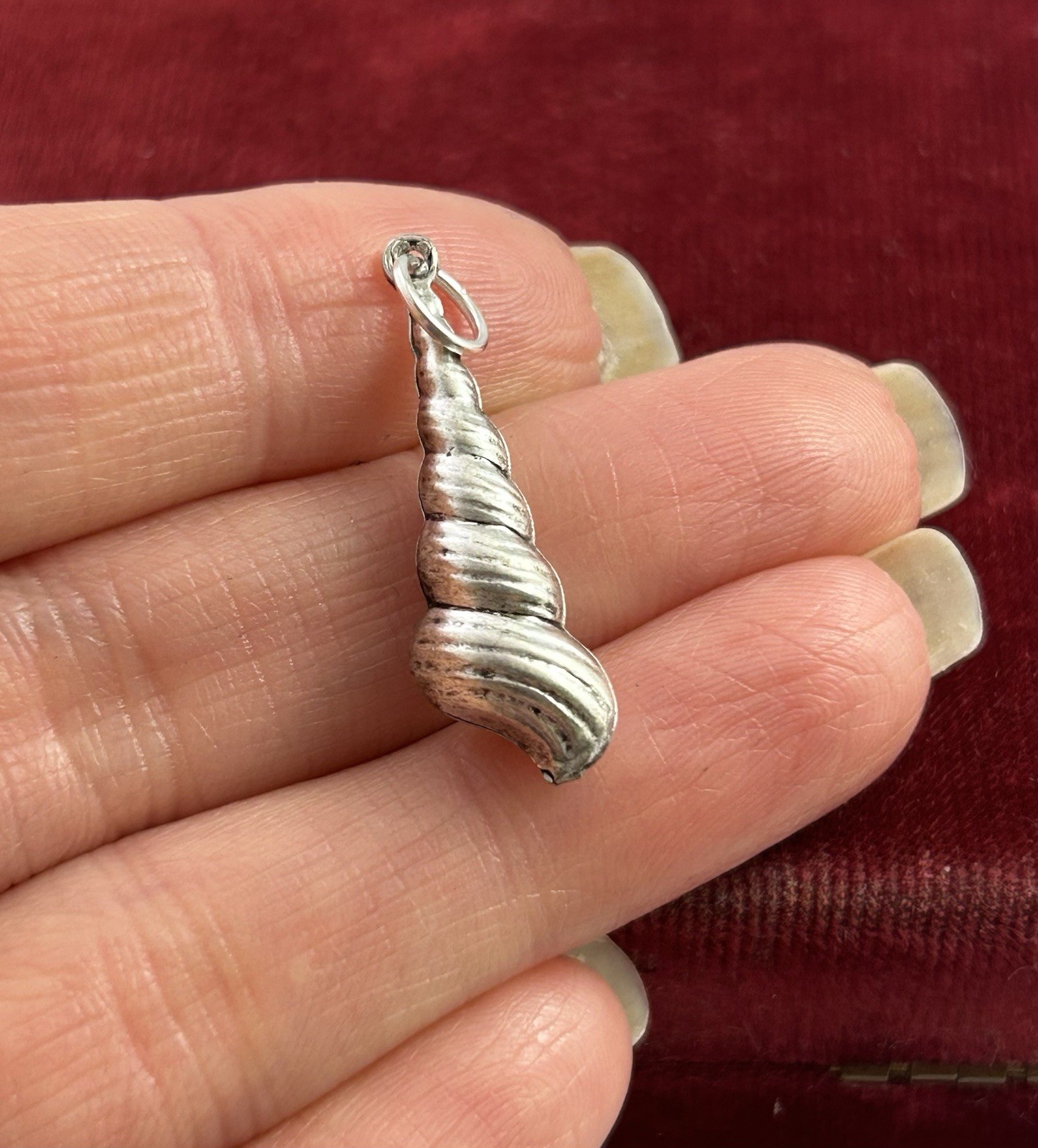 Shell Charm Seashell Pendant Nautical Beach Jewelry Silver Plated Brass Spiral
