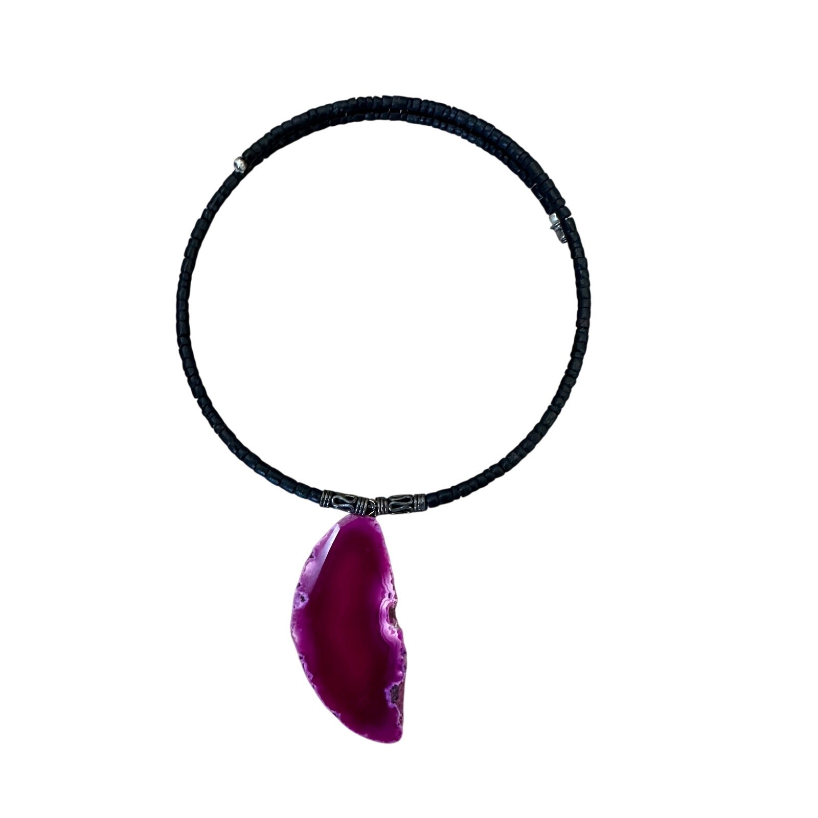 Handcrafted Puka Shell Chocker Pink Agate Necklace Unique One of a Kind Boho NEW