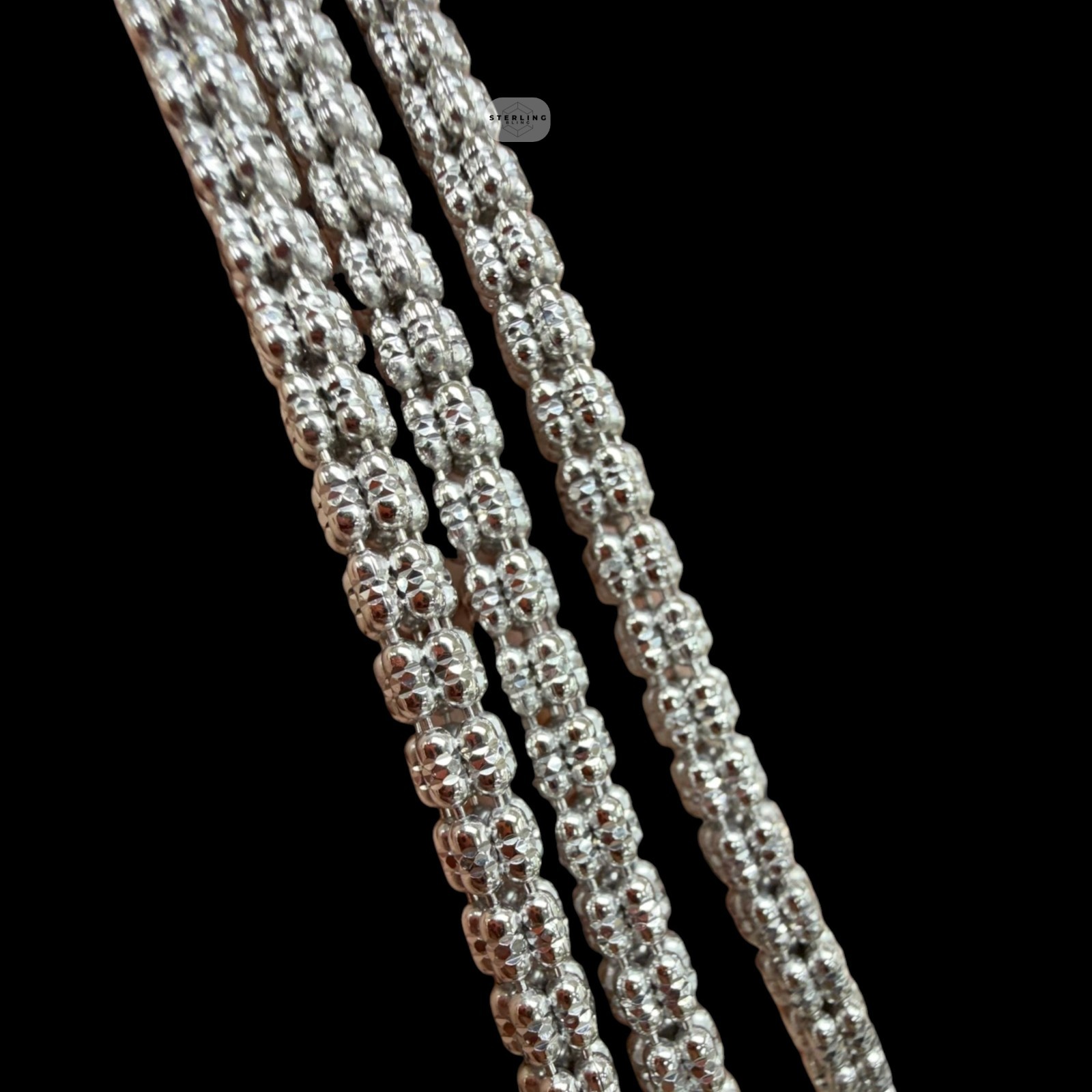 4mm Rhodium Ice Chain Diamond Cut Made in Italy Bronze Necklace Bracelet