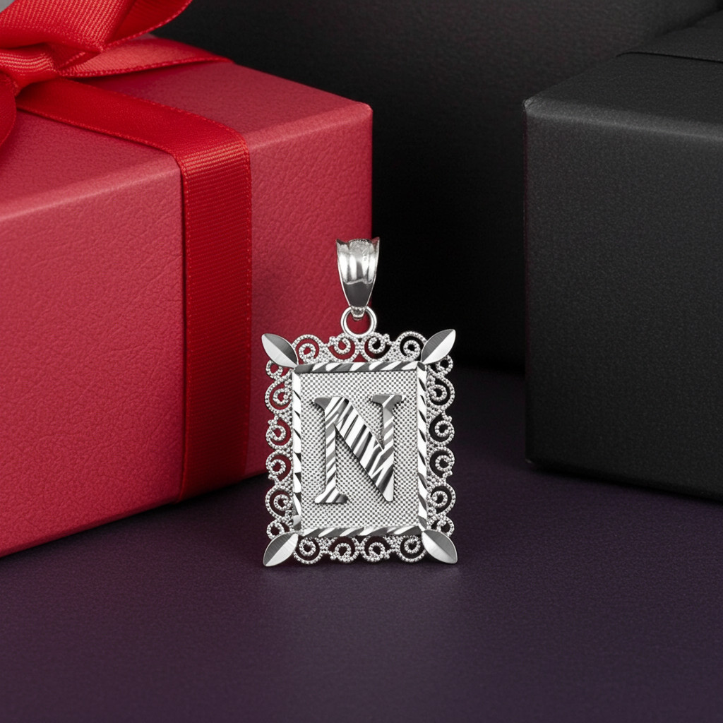 Sterling Silver Filigree Alphabet Initial A-Z Personalized Charm Pendant (S/M/L)