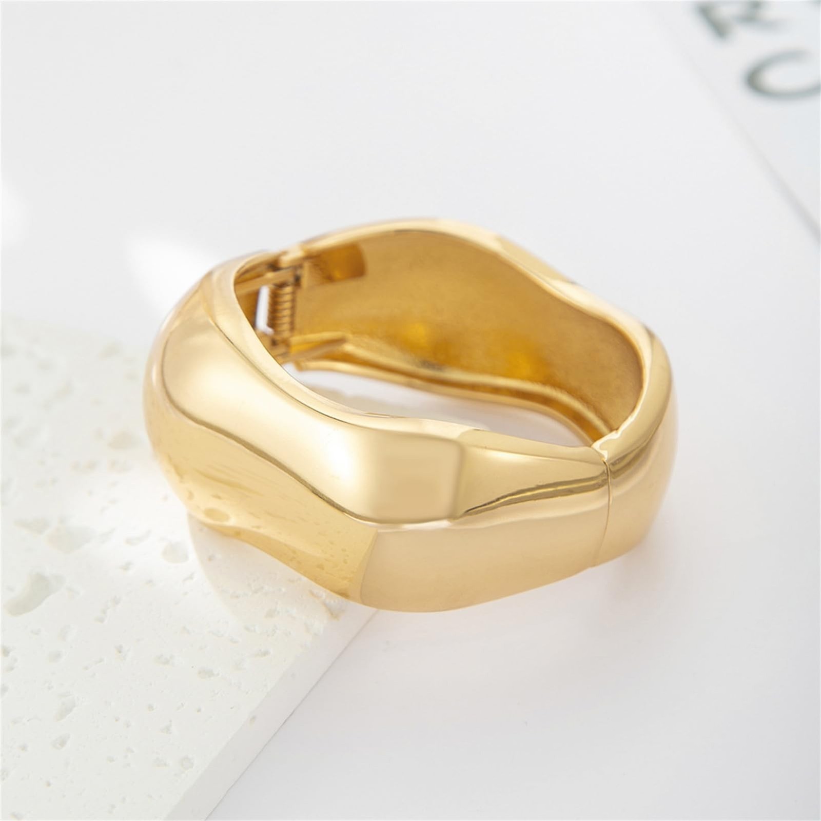 YMBYCM Gold Chunky Bangle Bracelets for Women Trendy Wide Chunky Cuff Bracele…