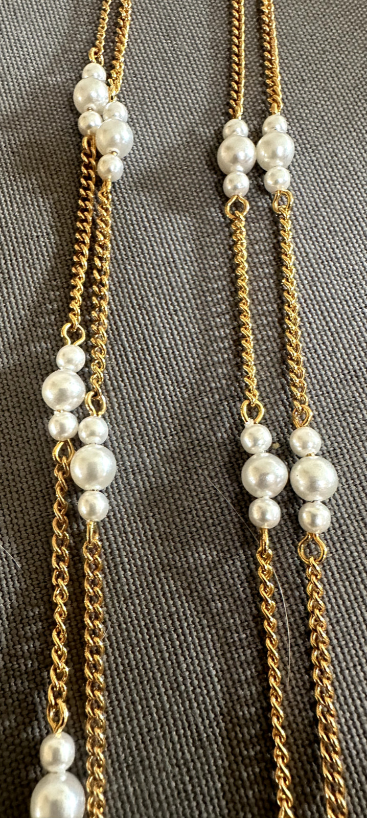 Gold and Pearl Necklace 22 Inches Long Excellent Condition Vintage