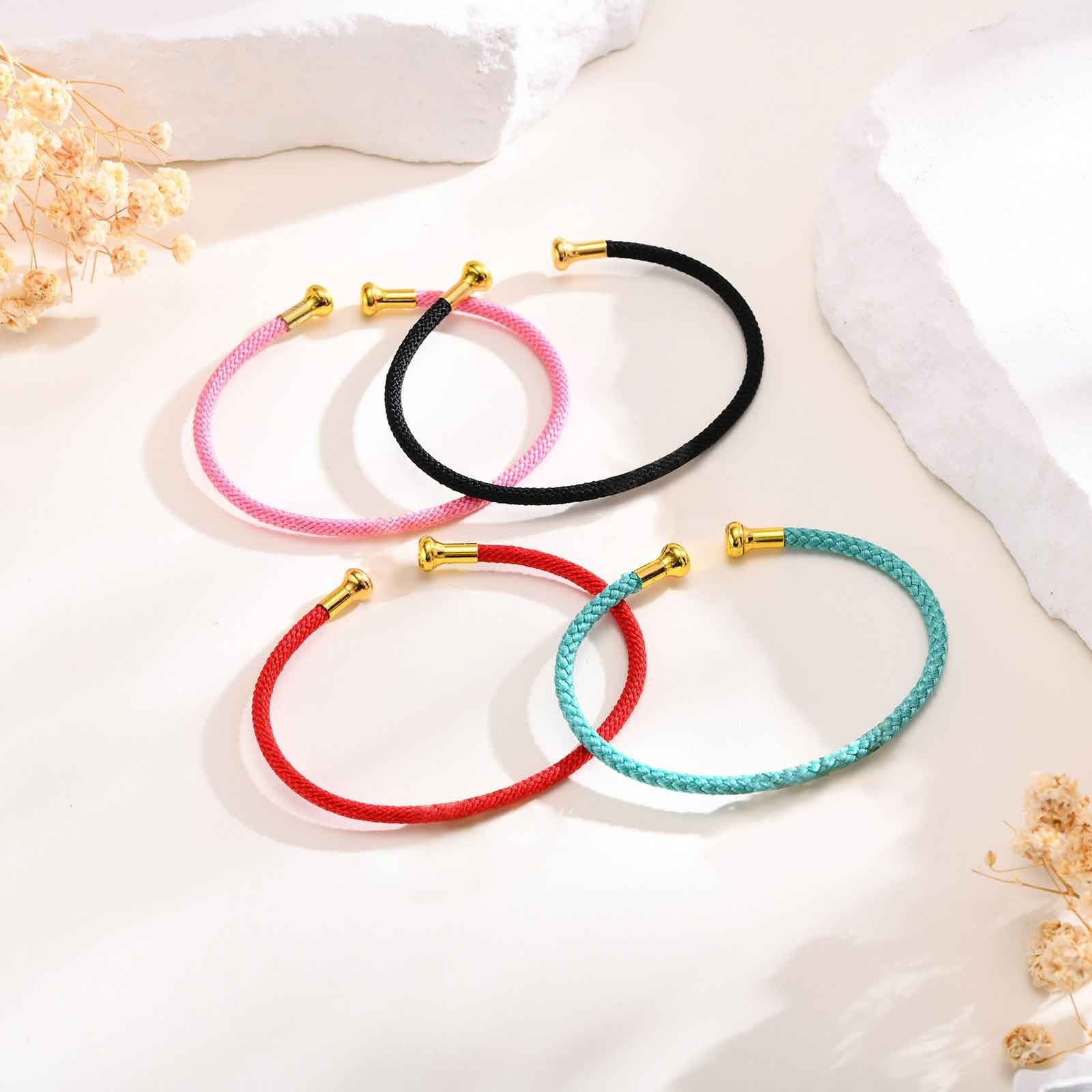 Women Screw Head Woven Steel Wire Elastic Rope Open Bangle Bracelet Classic Gift