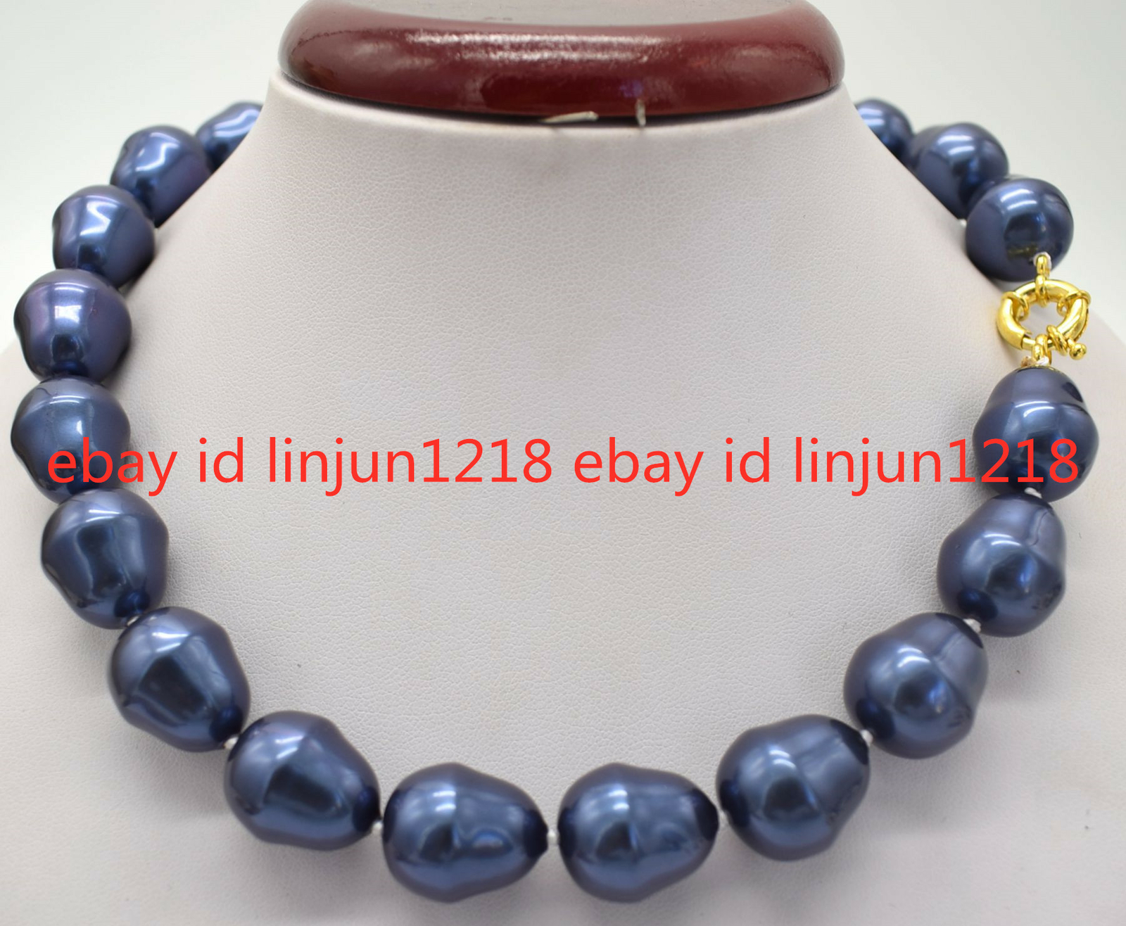 HUGE LARGE FASHION 20MM SOUTH SEA BLUE BAROQUE SHELL PEARL NECKLACE 18″