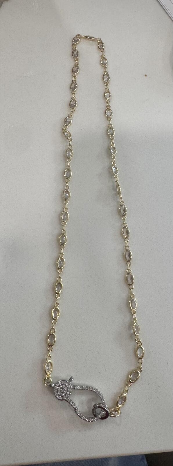 Gold over brass Lumi Bezel necklace with Lobster clasp