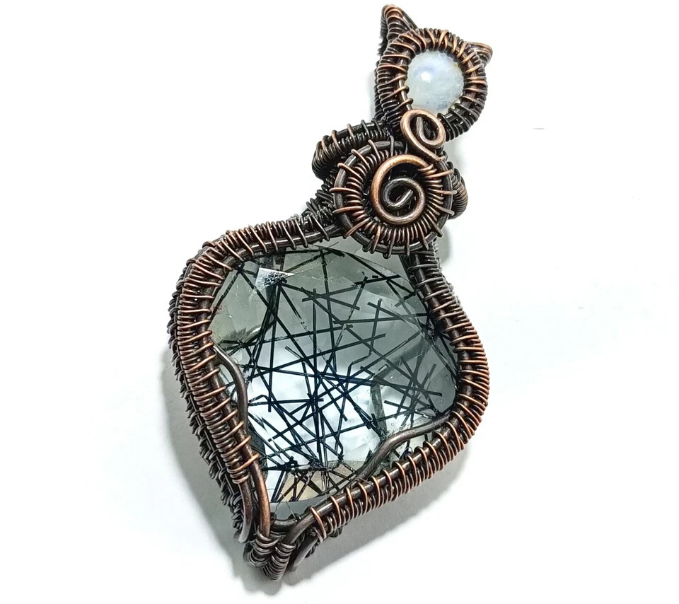 Natural Quartz Gems Copper Jewelry Wire Wrapped Gift For Her Pendant 180.80 Ct