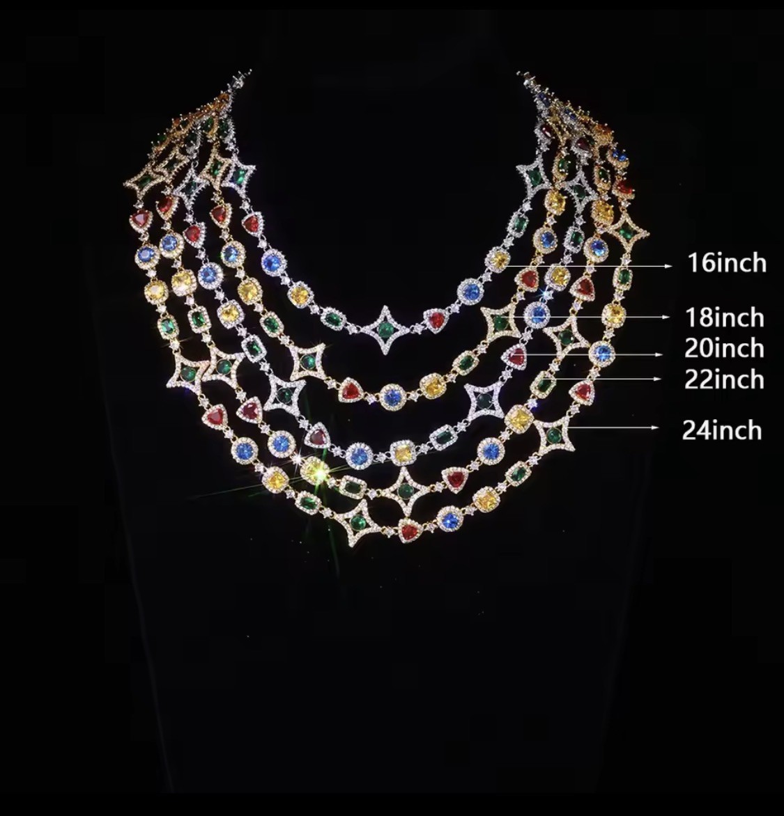 colorful gemstone necklace cz