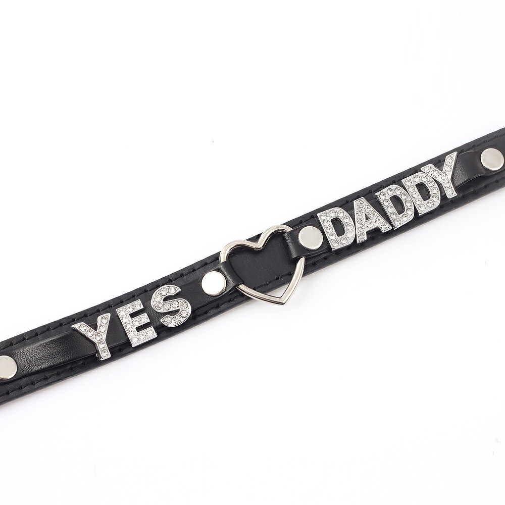 SEX WIFE Choker DIY BDSM Gift Necklace Heart Custom Collar Chain Metal Leash S4