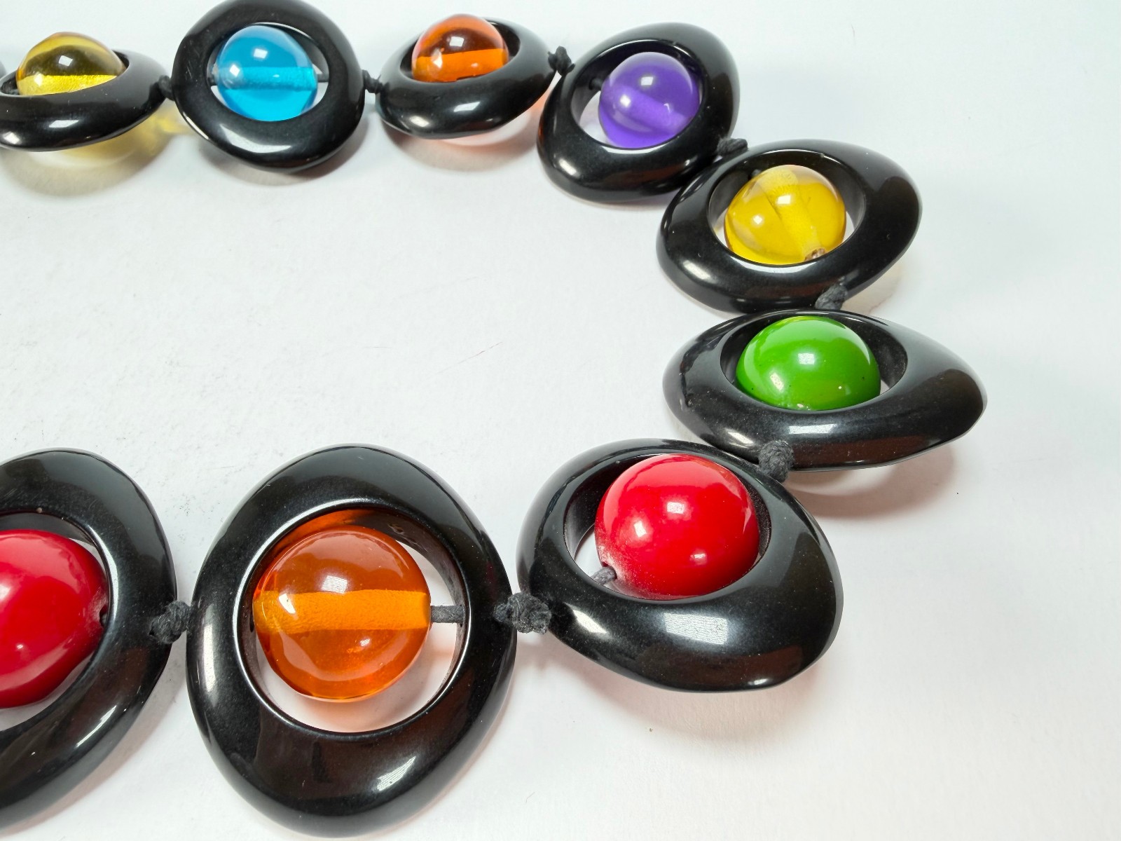 Jackie Brazil Saturn Black Transparent Summer Mix Disc / Ball Long 75cm Necklace