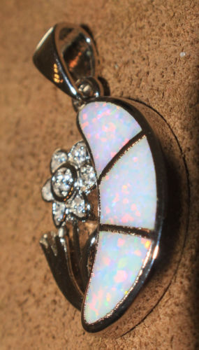 lab fire opal Cz necklace pendant gems silver plate jewelry modern Flower Vase