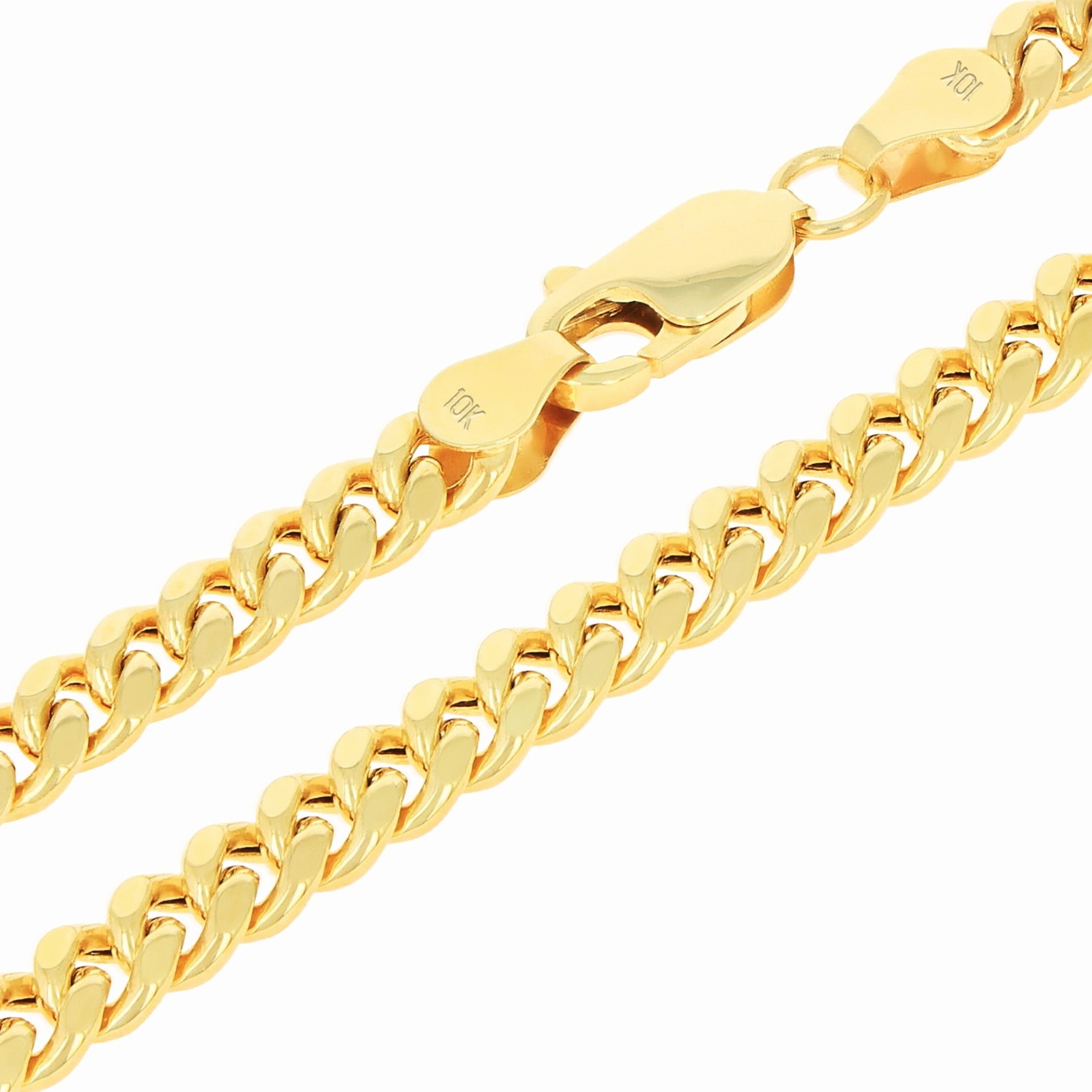 10K Yellow Gold 4.5mm Miami Cuban Lightweight Chain Bracelet Mens Womens 7″ -9″