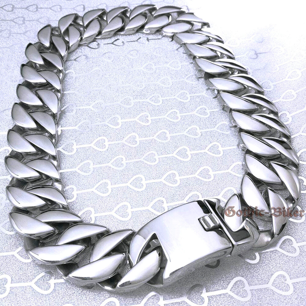 Super Heavy 31mm Men Polished Cuban Curb Chain Stainless Steel Bracelet Necklace