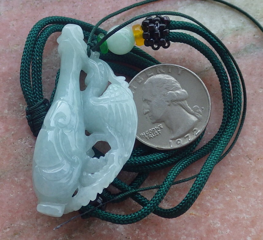 Certified Green Burma Natural A Jade jadeite Pendant Phoenix Vase 凤凰 569813 AS