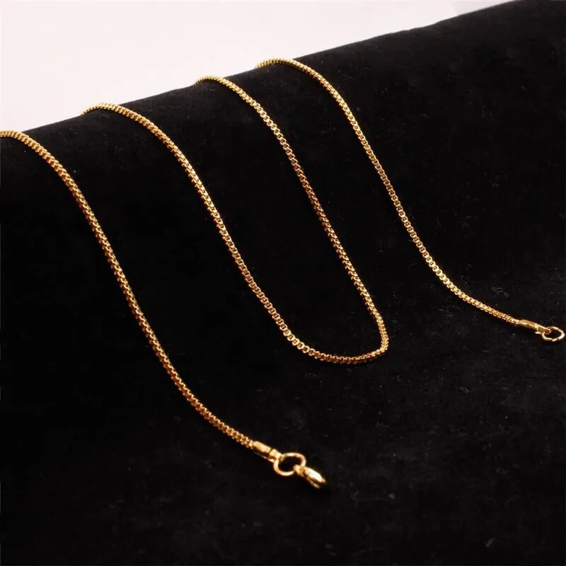 18K Gold Filled Tarnish-Resist Italian Box Chain Necklace 16″-32 inch *1.2mm/2mm