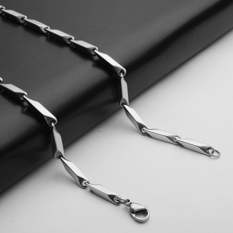 Woman Man 2 Colors 2/3/4/5mm Stainless Steel Rhombus Chains Necklace 7.5-32”