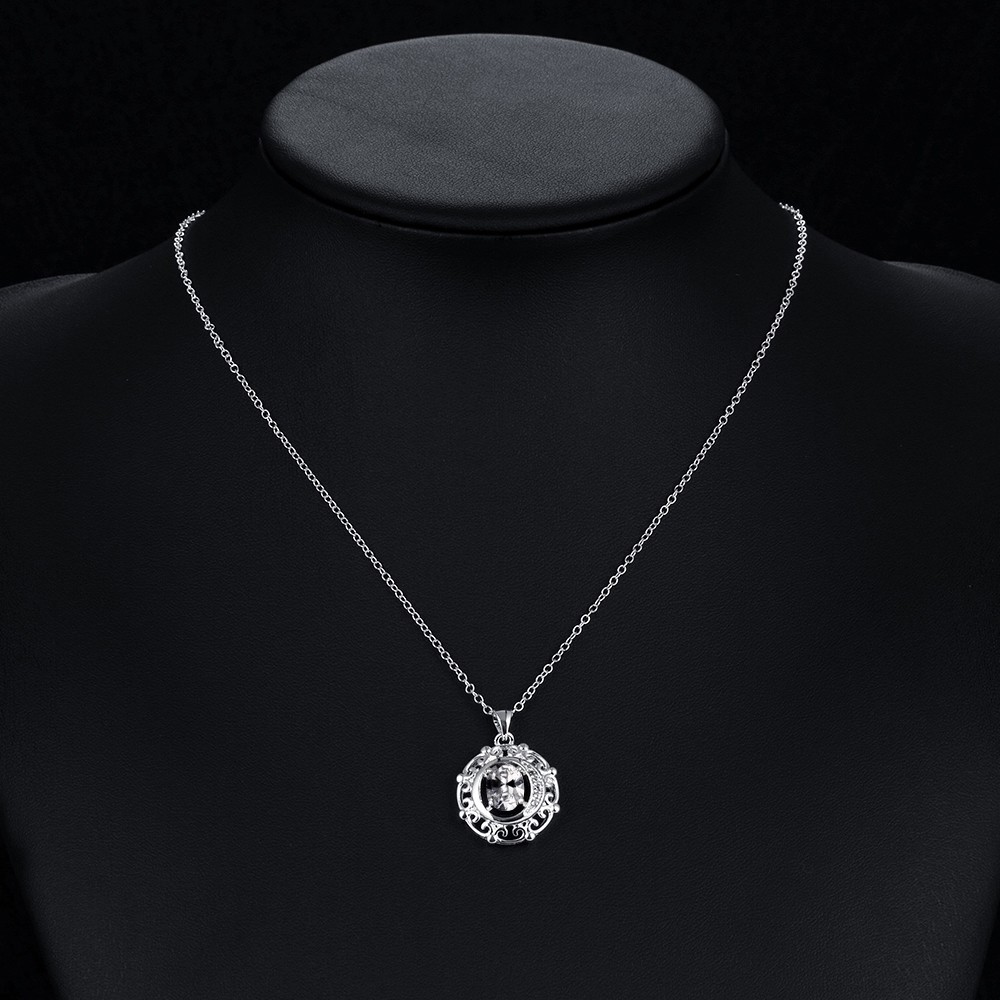 Antique 925 Sterling Silver SF Filigree CZ Pendant Necklace Gift Woman N-A679