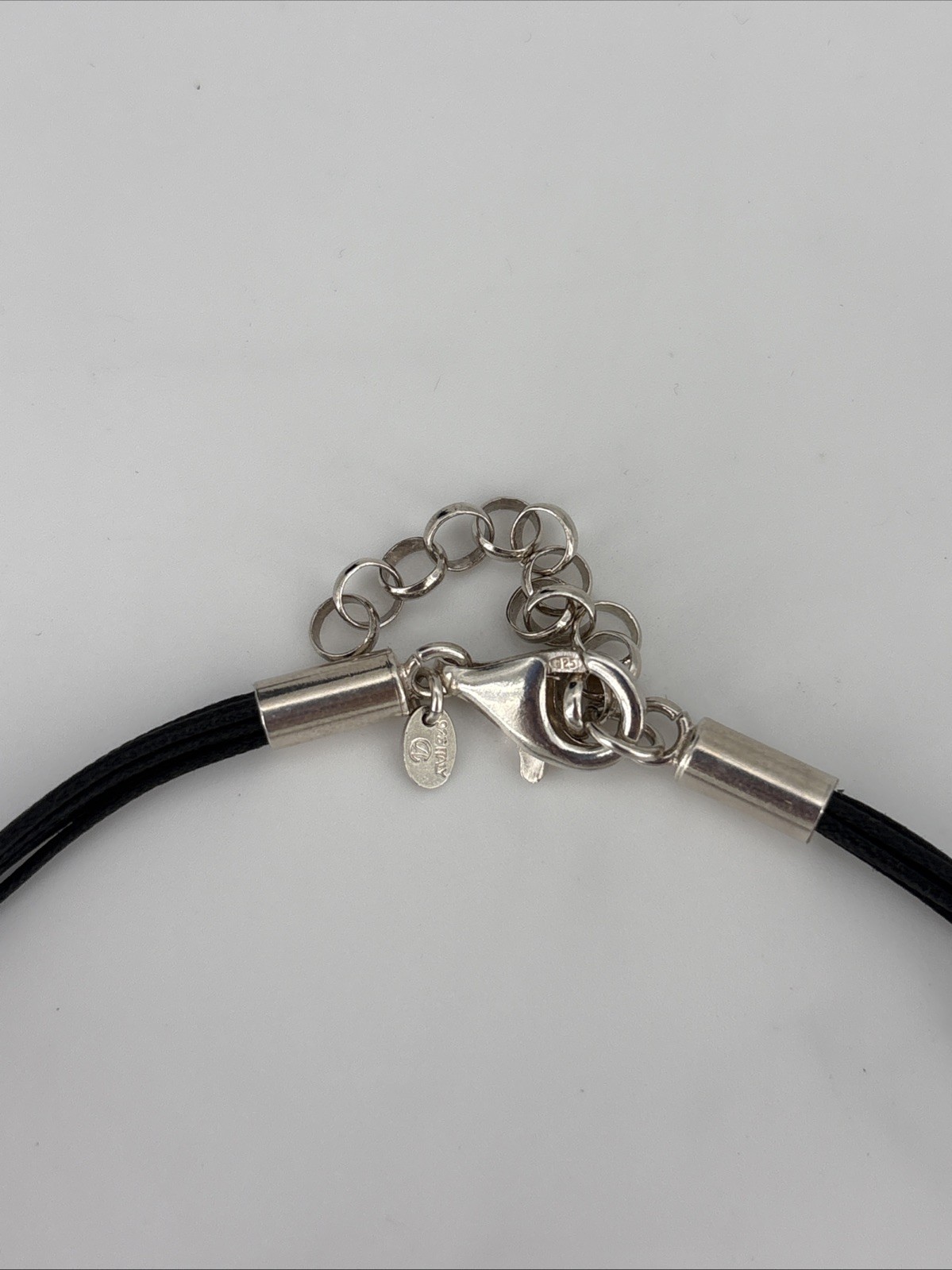 MILOR Made In Italy Silver 925 Black Cord Beads Ball Necklace (A10)