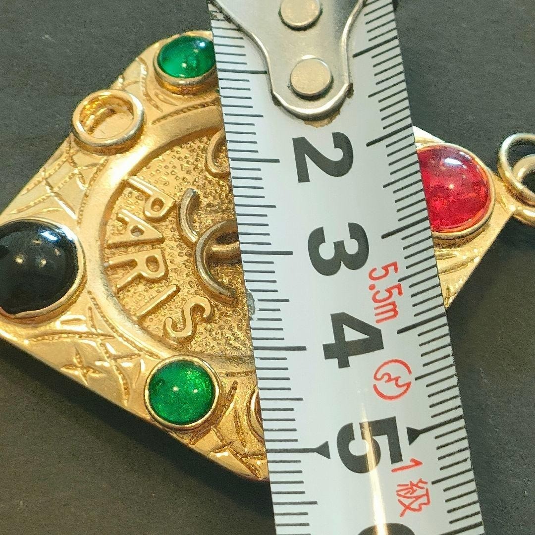 Chanel Vintage Large Pendant Necklace Color Stone No Stamp Rare Costume Used