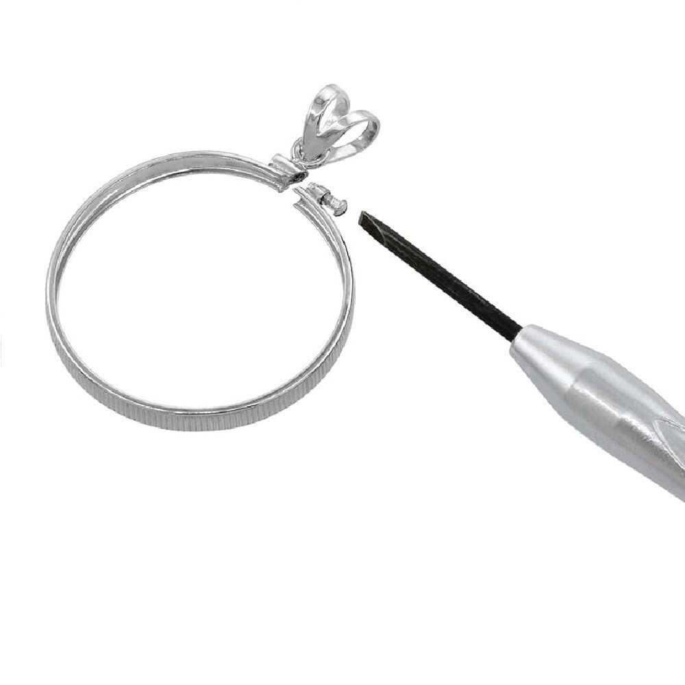 18 mm Sterling Silver Screw Top Edge 10 Cent Dime Coin Bezel Pendant, Box Chain