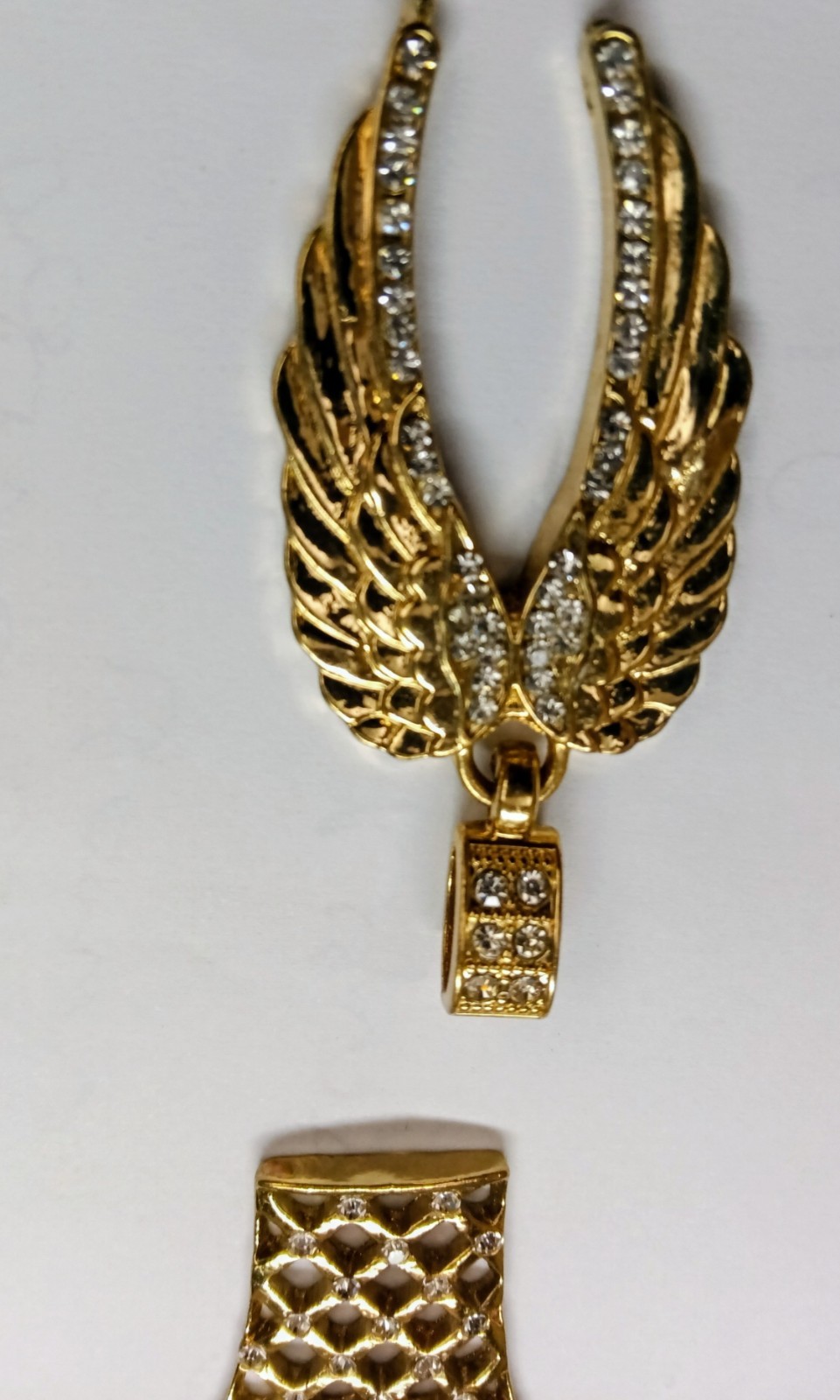 Mixed Gold & Silver Tone Pavé Clear Stone Charm Pendant Lot Of 7, Angels/Sports