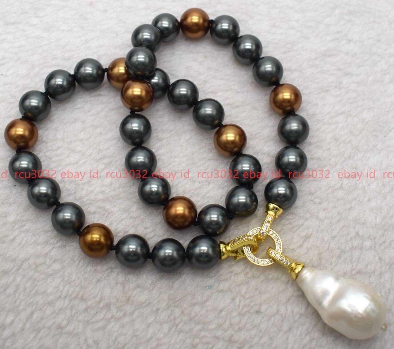 New Beautiful 8/10/12mm Grey Brown Shell Pearl Baroque Pendant Necklace 16-28 In