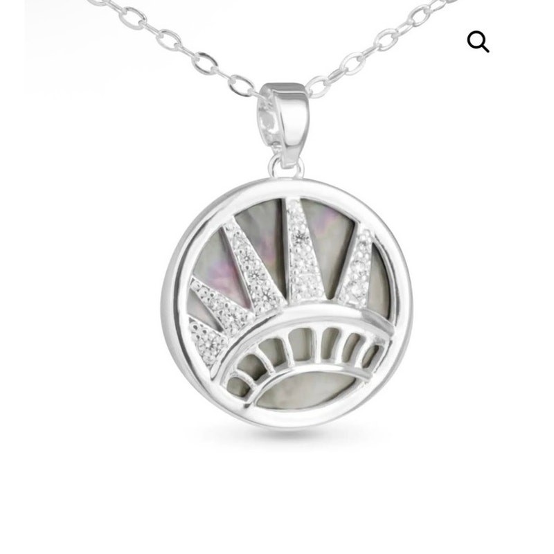 AMANDA BLU SILVER MOTHER OF PEARL/CZ LIBERTY CROWN NECKLACE | 4TH OF JULY