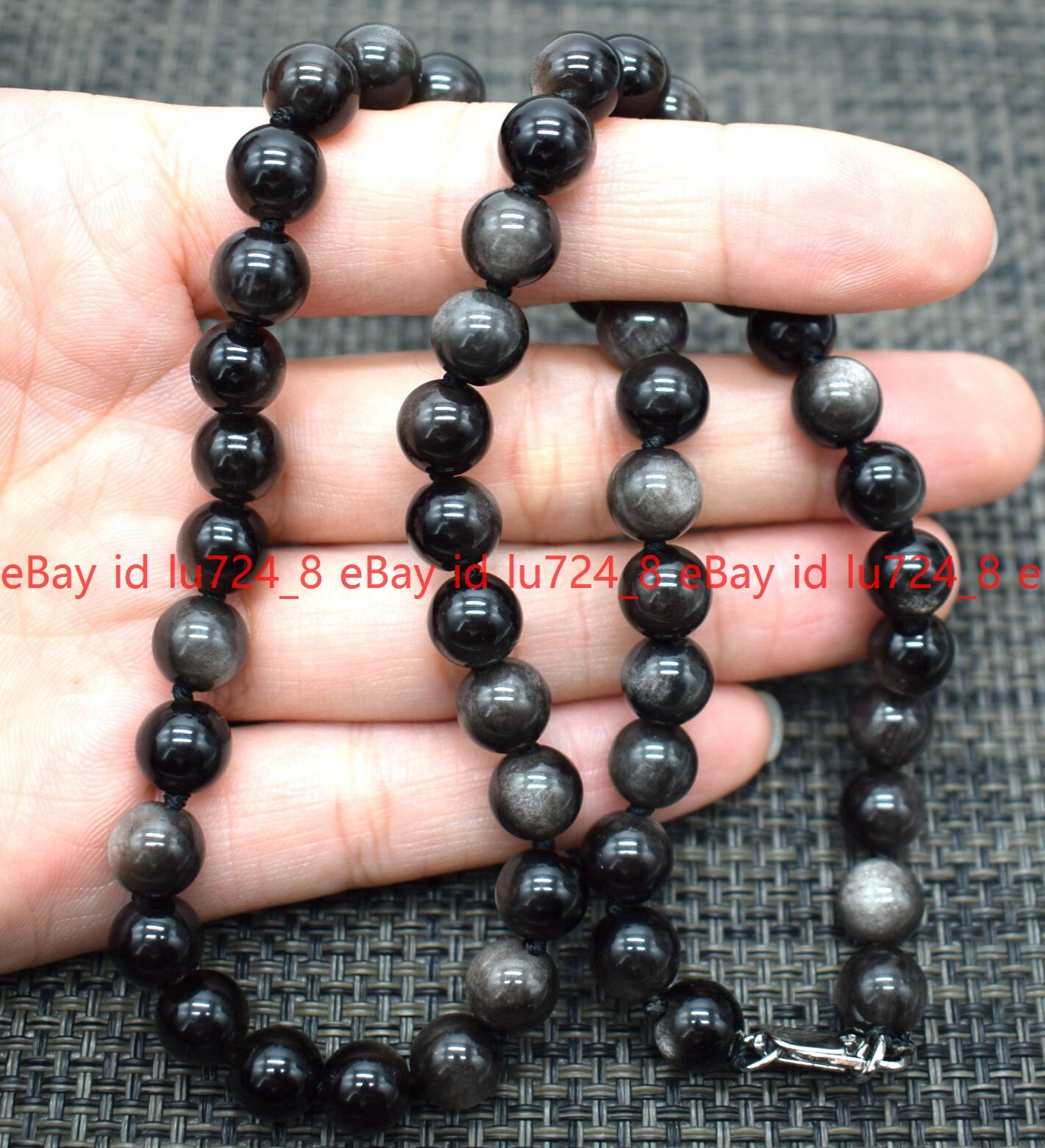 Multiple Styles 8mm Natural Silver Obsidian Round Gemstone Beads Necklace 14-36″